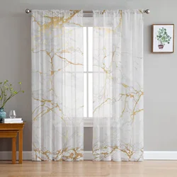 Marble Sheer Curtain Window Tulle For Living Room Cafe Bedroom Kitchen Chiffon Sheer Window Treatment Decorations