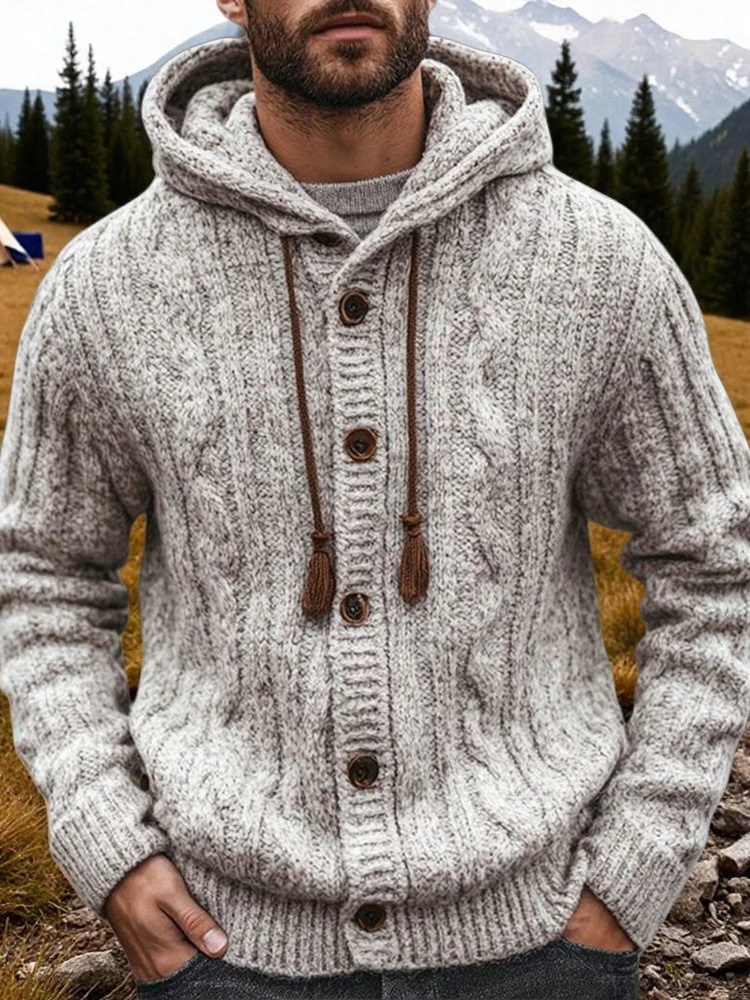 

Мужской вязаный свитер-пальто American Sle с капюшоном, осенне-зимний, повседневный, модный, мягкий, теплый, дышащий, эластичный, для активного отдыха