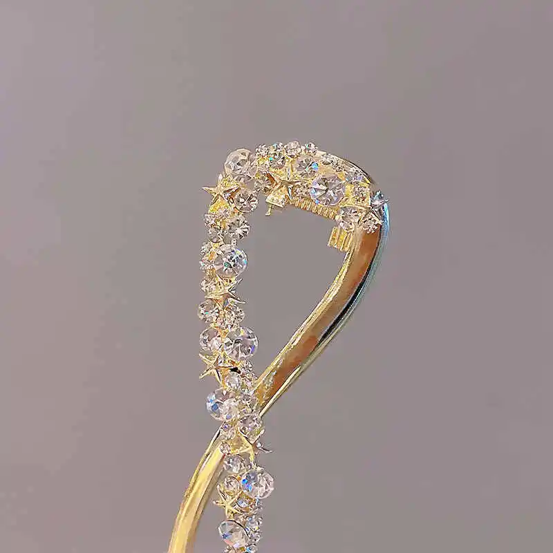 Mode Strass Banana Clip Haar Clips Elegante Unregelmäßige Frauen Haar Clip Mädchen Klaue Kopfschmuck Haar Zubehör Koreanische Haarnadel – Detail 10