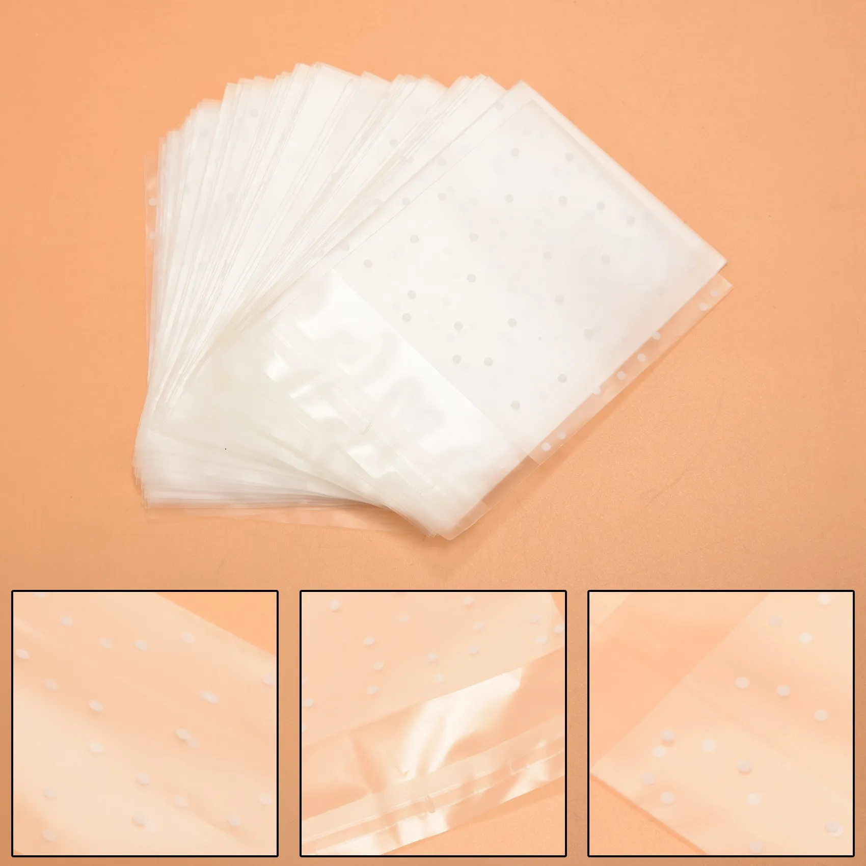 100 pièces Givré Mignon Points En Plastique Pack Bonbons Cookie Regina Emballage Sacs Chi gâteau Enveloppé Auto-Adhésif ÉchdébordCadeau Sac 7cm Salle De Bains T