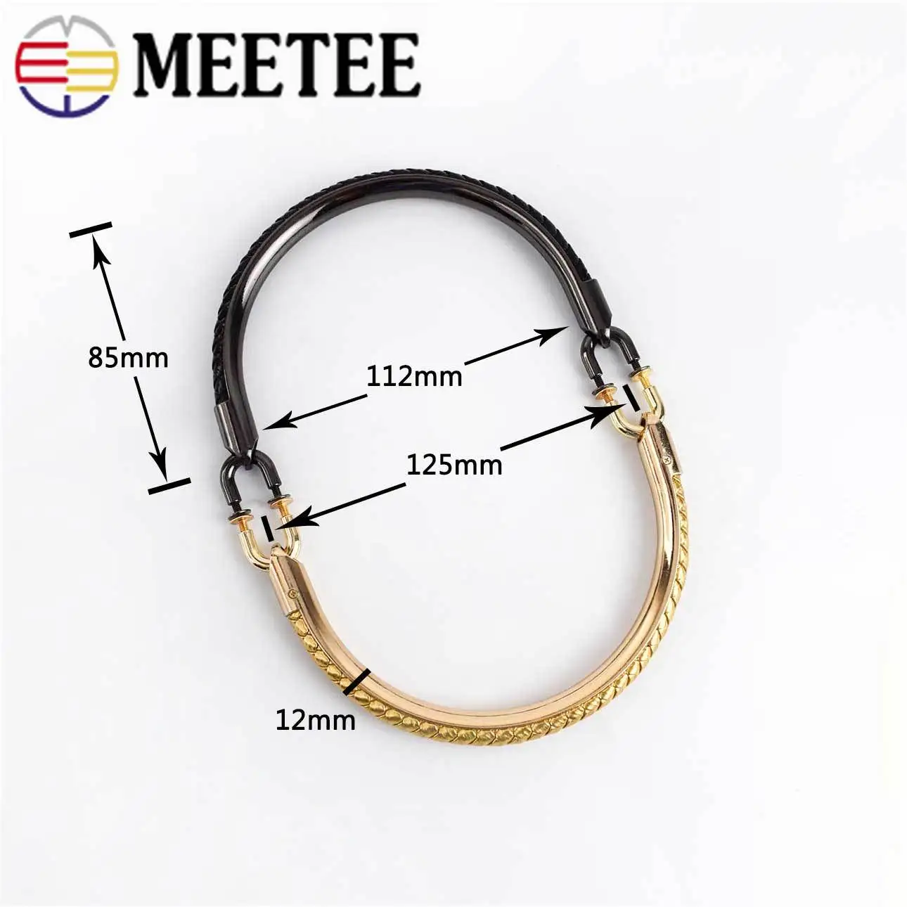 Meetee 2pcs 125mm Metal Bag Handles for Luggage Strap Buckle Hooks DIY Bags Handle Belt Hardware Accessories