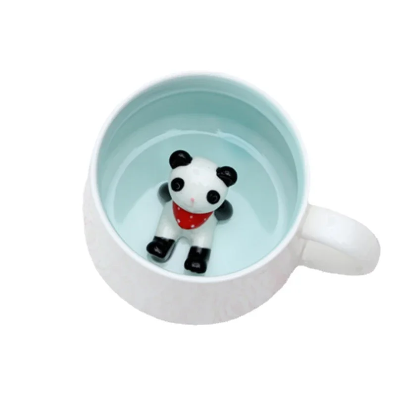 3D Hidden Animal Ceramic Mug Hand Painted Cartoon Animal Inside Coffee Cup Creative Drinking Cup Home Kitchen Decor Gift