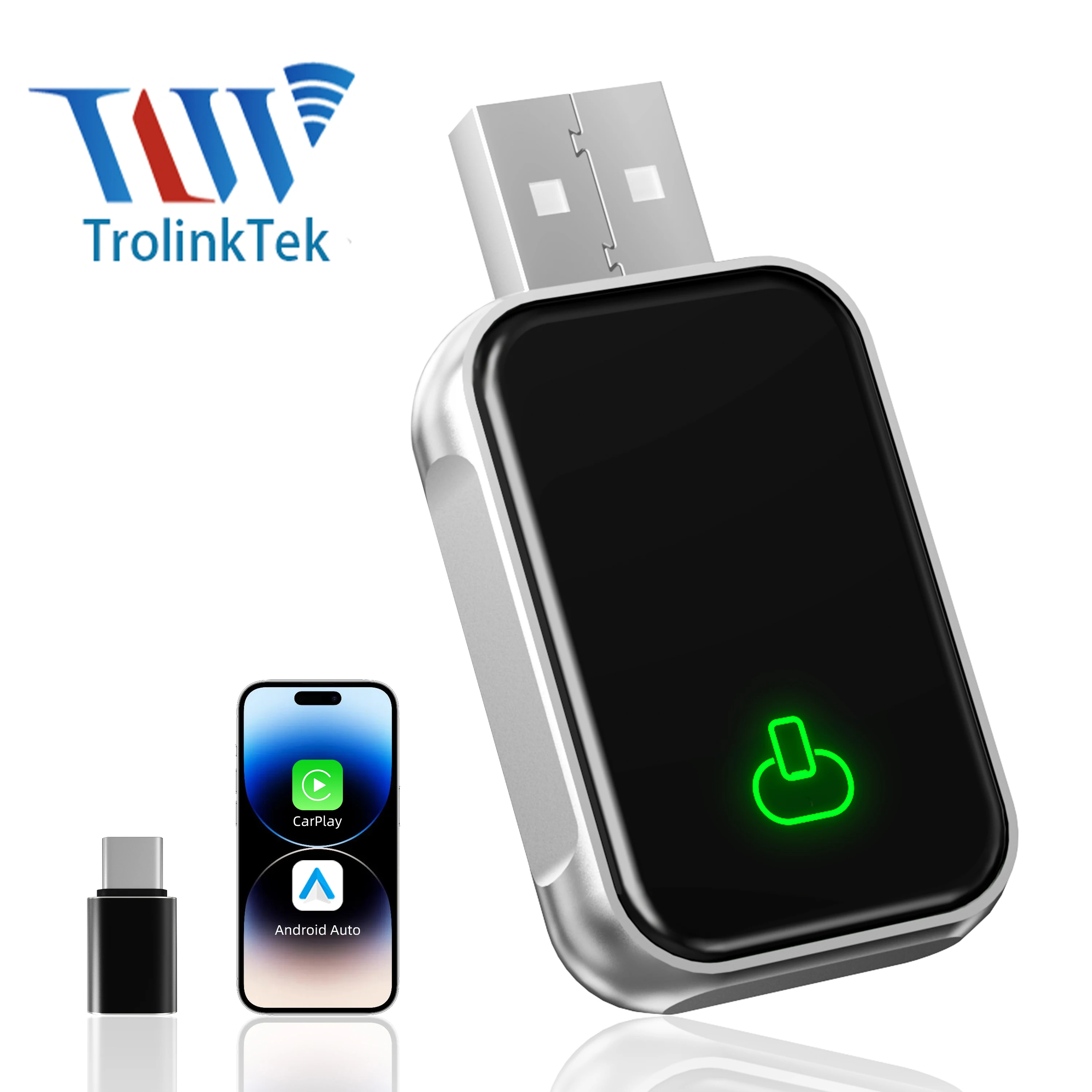 

TrolinkTek 2in1 Wireless Android Auto Adapter Wireless CarPlay Dongle Car Intelligent Systems AI Smart Box For Car Wired CarPlay