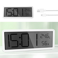 LCD Screen Digital Wall Clock Time Temperature Humidity Time Display Electronic Clock Desktop Digital Clock Battery Powered