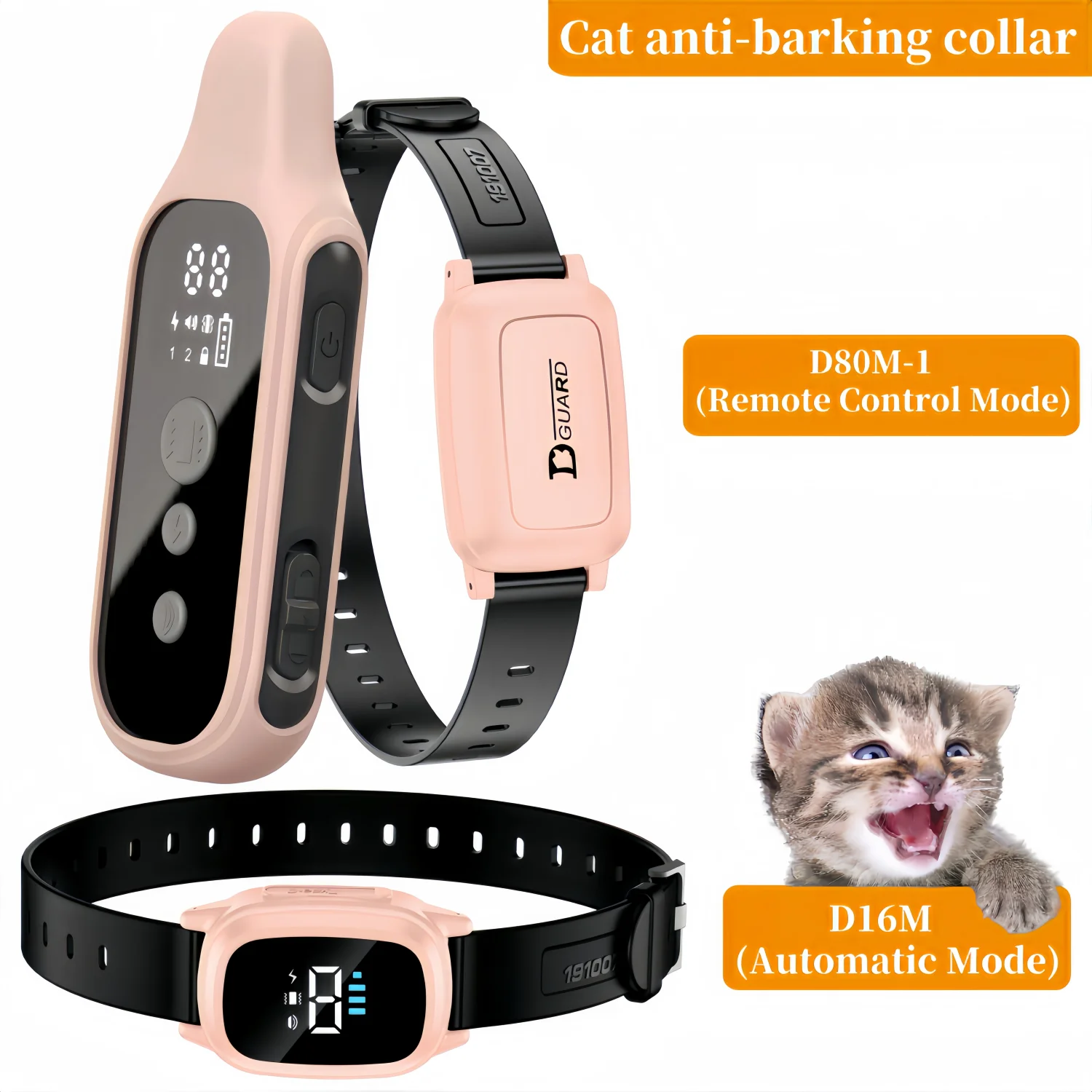 

YHLC 800m Cat Anti Meowing Collar, Automatic No Shock Vibration Collar for Cats, Cat Trainer Designed Collar for Stop Meowing
