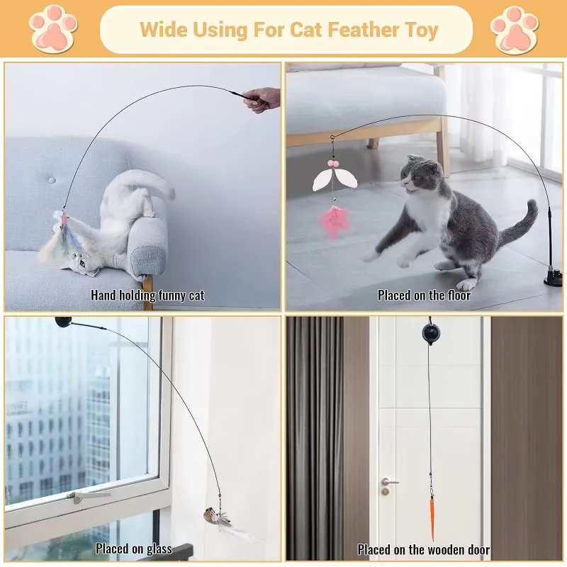 Cat Simulation Butterfly Interactive Cat Teaser Toy with Suction Cup Feather for Kitten Play Chase Exercise Toy Cat Supplies