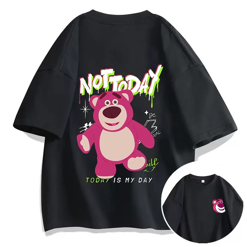 Disney Lotso Toy Story Bear print T-shirt Leisure Sports Street Harajuku Couple Student T-shirt