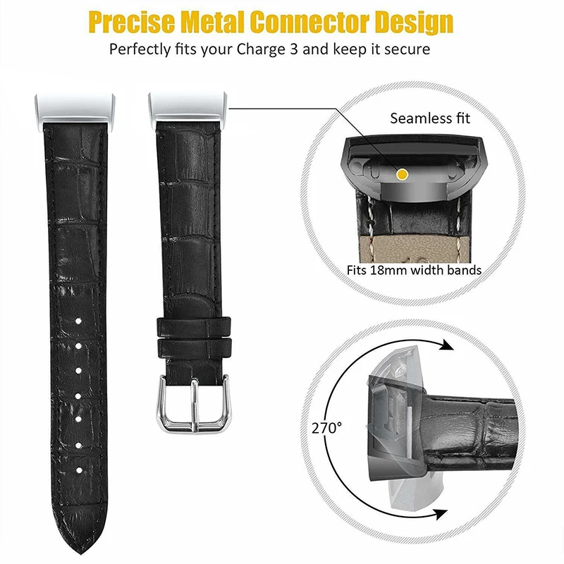 Premium Leather Strap Fitbit Charging 5 4 3 2 Watch Wristband Ring Fitbit Charging 3 4 SE Bracelet Correa