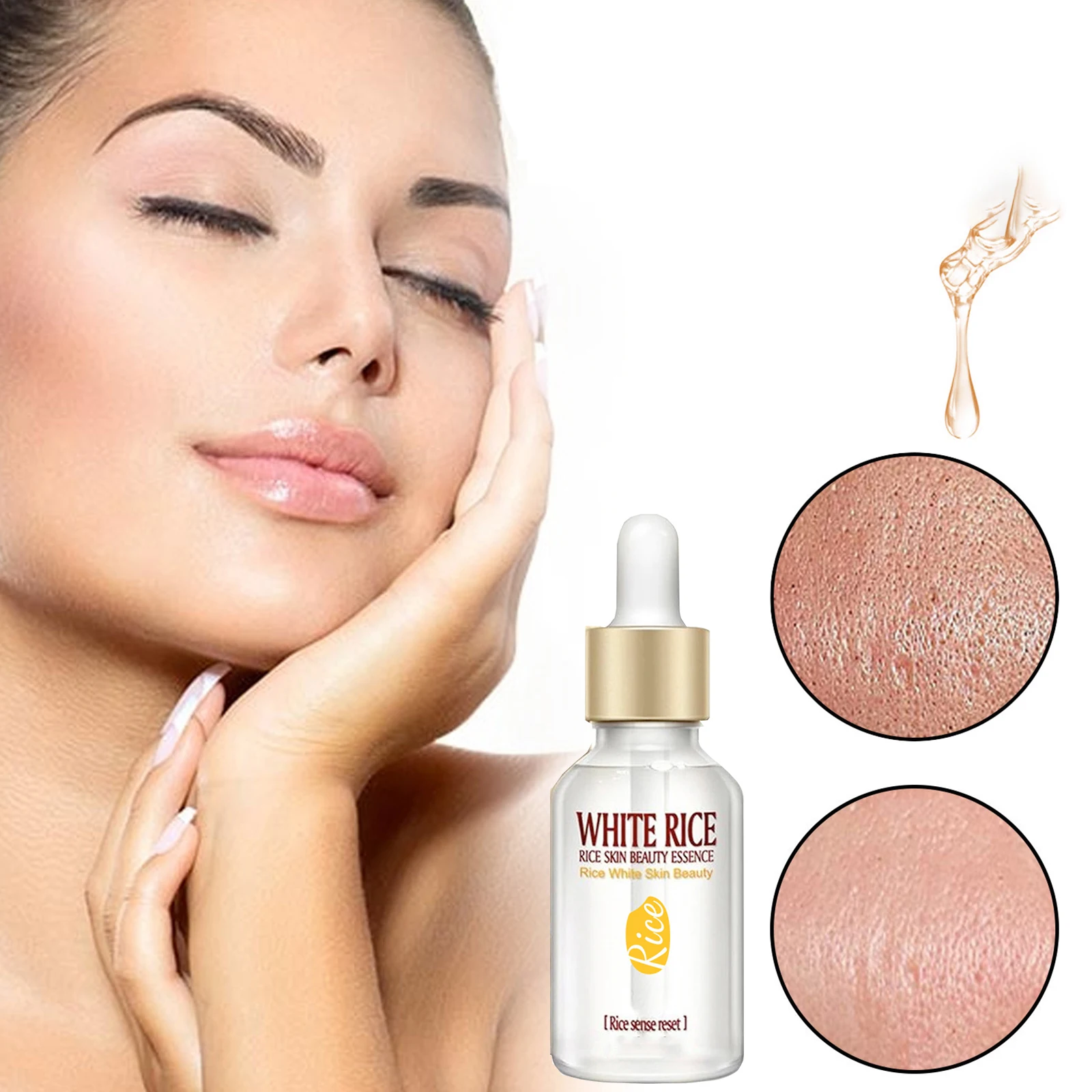 

White Rice Face Serum Shrink Pores Brightening Whitening Cream Anti Aging Lines and Wrinkles for Glowing Skin Firm Care Essence