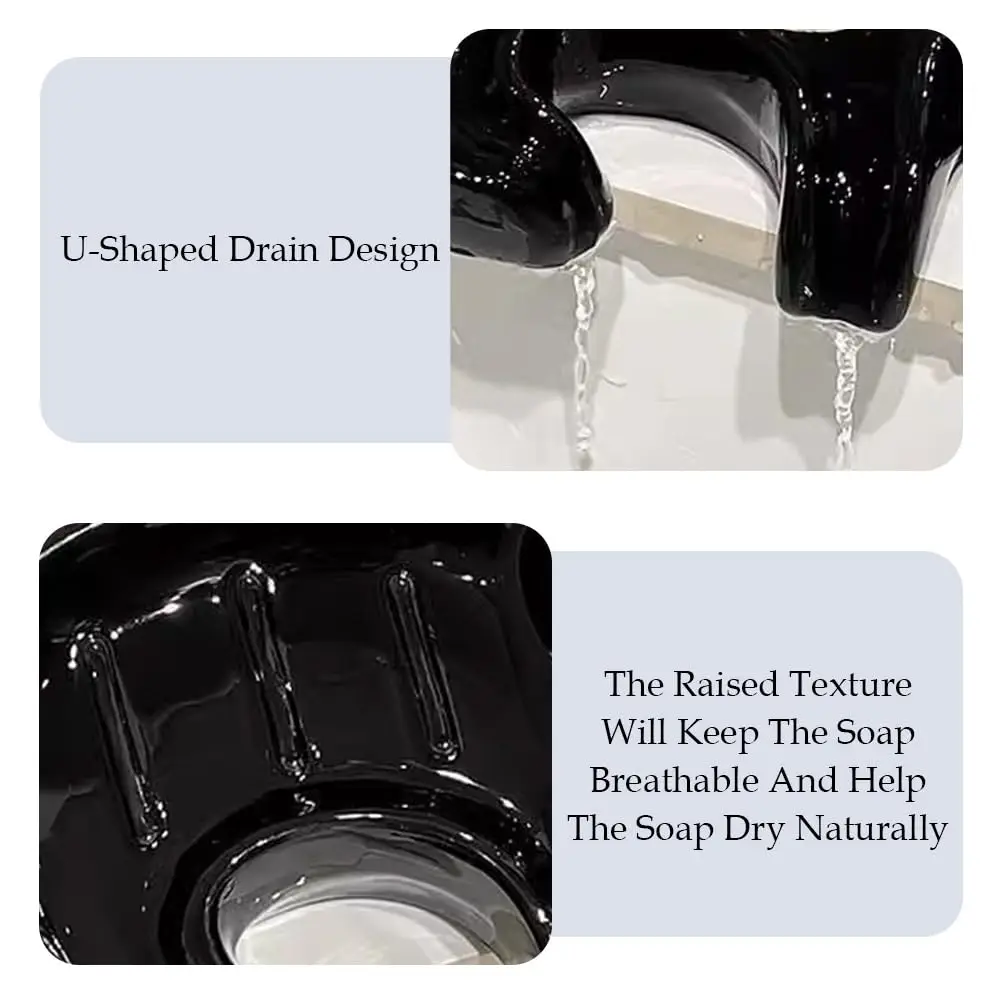 Cute Ceramic Soap Dish Cat Soap Holder Self-Draining Soap Sponge Box Drainable Soap Tray for Shower Bathroom Tub Kitchen Sink view 6