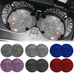 1/2Pcs Shining Diamond Car Coaster Water Cup Slot Non-Slip Mat Silica Pad Cup Holder Mat Car Gadget Bling Car Accessories 6Color
