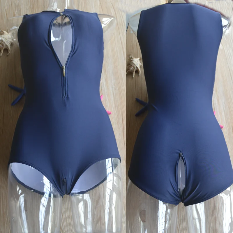 Japanese Sukumizu School Swimsuit Women\'s Swimsuit Mai Feminino Bathing Suit Sexy Two Zipper Swimwear Sexy Monikini Beachwear