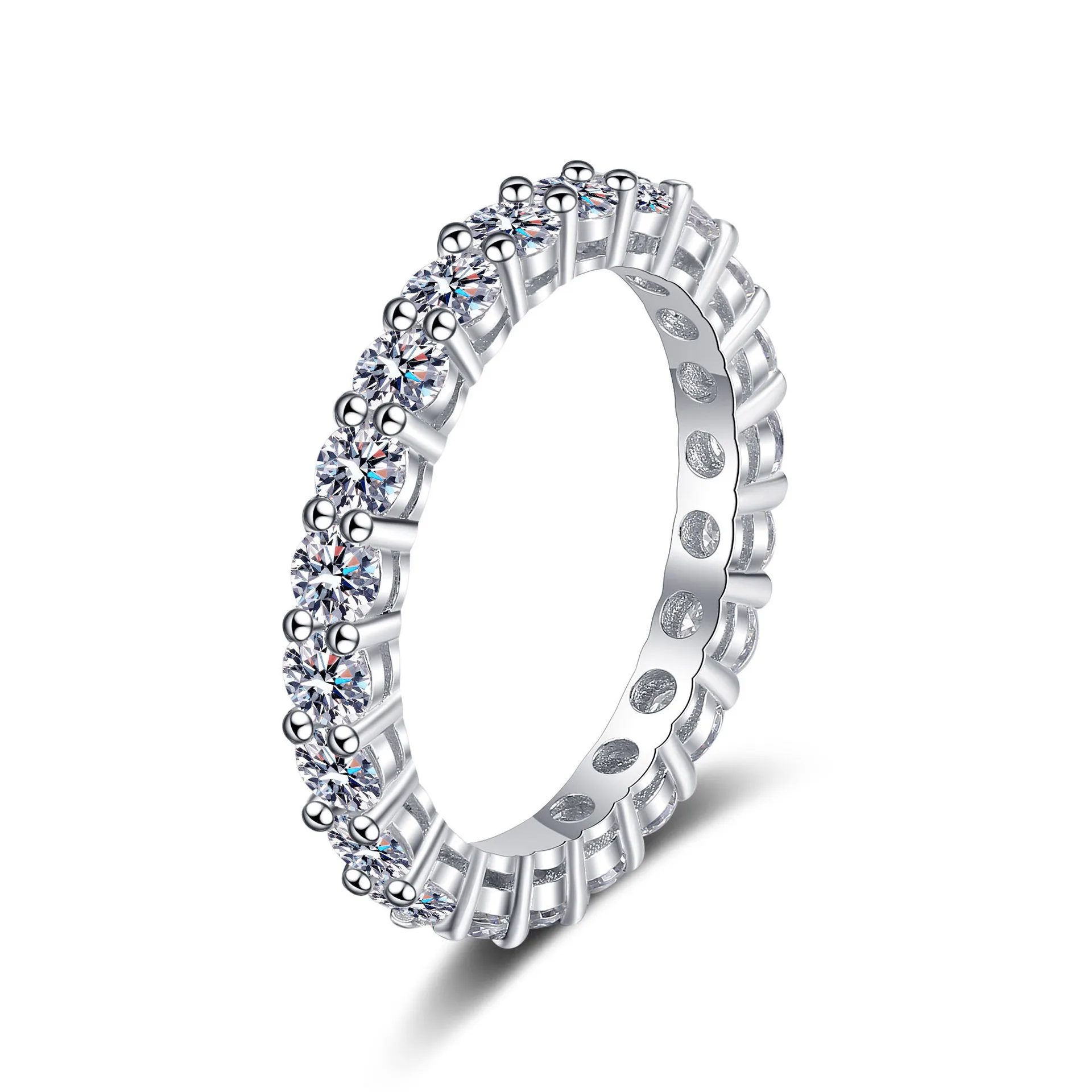 D-color moissanite ring 2.2carat all diamond wedding ring high-end 18K gold inlaid moissanite ring platinum PT950 imprint
