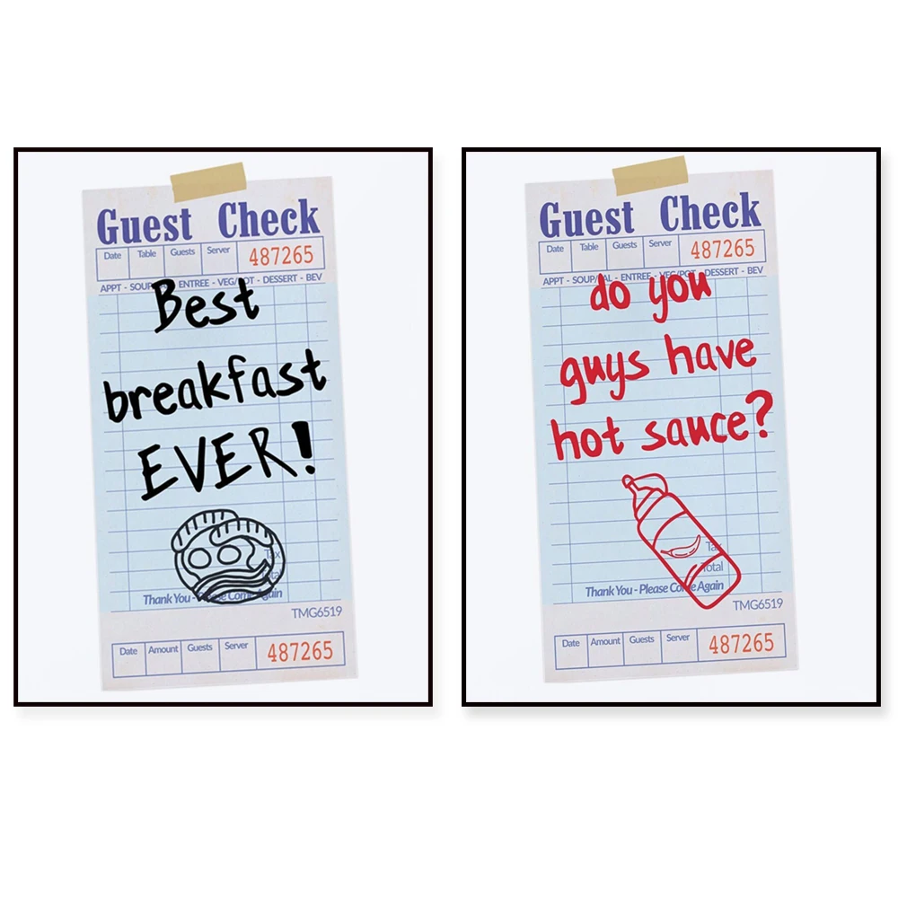 Best Ever Lunch Wine Non-Dairy Hot Sauce Iced Coffee Bottle of Wine Guest Check Receipt Art Print - Restaurant Decor Poster