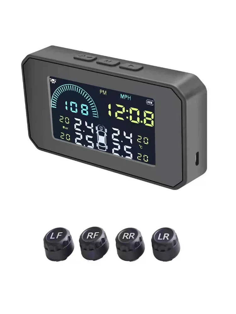 wireless tire pressure monitor for truck Solar Power 2-24 tire Sensors Temperature and Pressure Ala