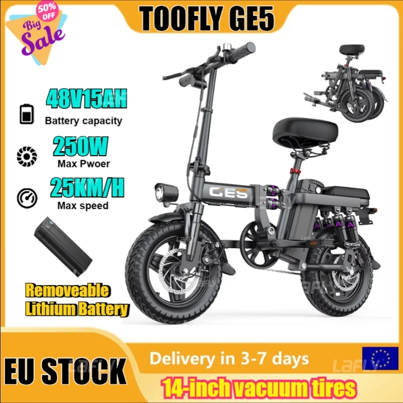 TOOFLY GE5 Bicicletta Elettrica Pieghevole 250W Motore 48V15AH Batteria Al Litio Rimovibile Bici Elettrica Per Adulti Città Equitazione Pendolarismo Ebike