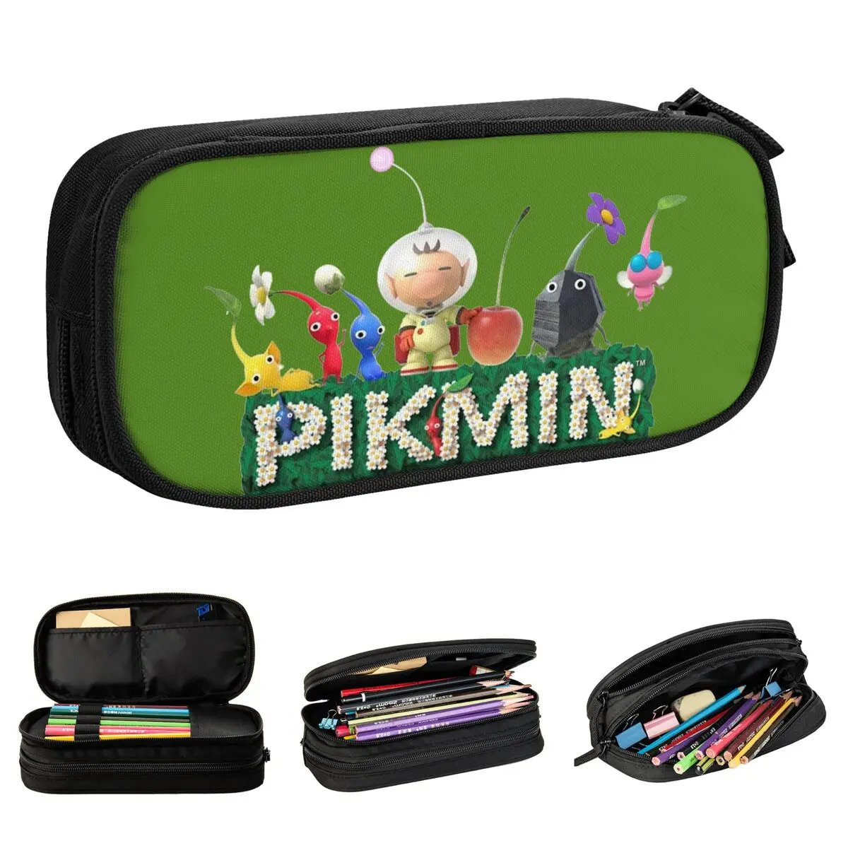 Cute Kawaii Pikmin Pencil Case Cartoon Pencil Pouch Pen Holder Kids Big Capacity Bag Students School Gifts Stationery