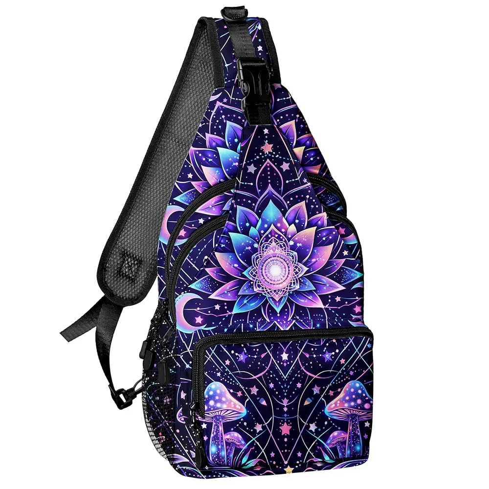 

Сумка-слинг Hippie Mushroom, рюкзак-слинг через плечо для женщин и мужчин, нагрудная сумка, поясная сумка, сумка через плечо для активного отдыха