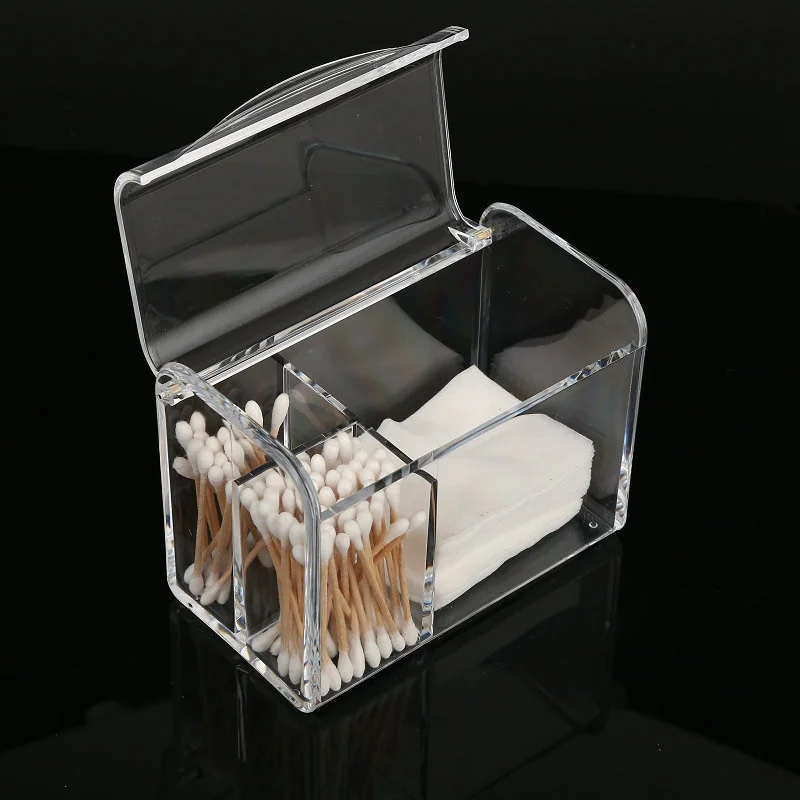 Dustproof Makeup Cotton Pads Storage Box Plastic Cosmetic Swabs Storage Containers With Lid Transparent Cotton Swab Holder