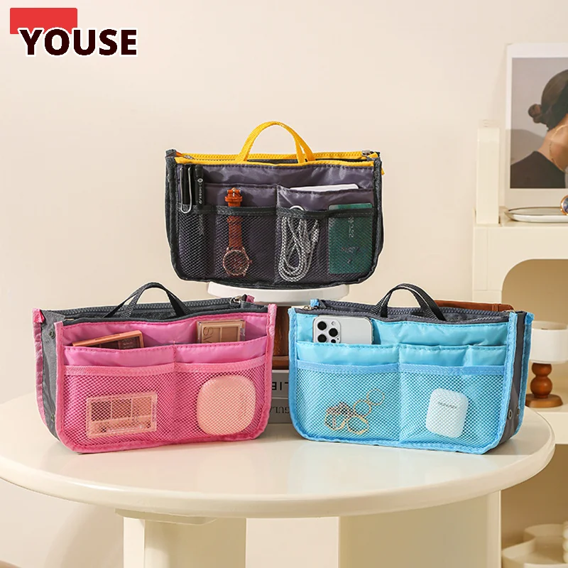 Multifunctional Bi-fold Cosmetic Storage Bag Double Zipper Large Capacity Arrangement Makeup Toiletries Large Classification Bag