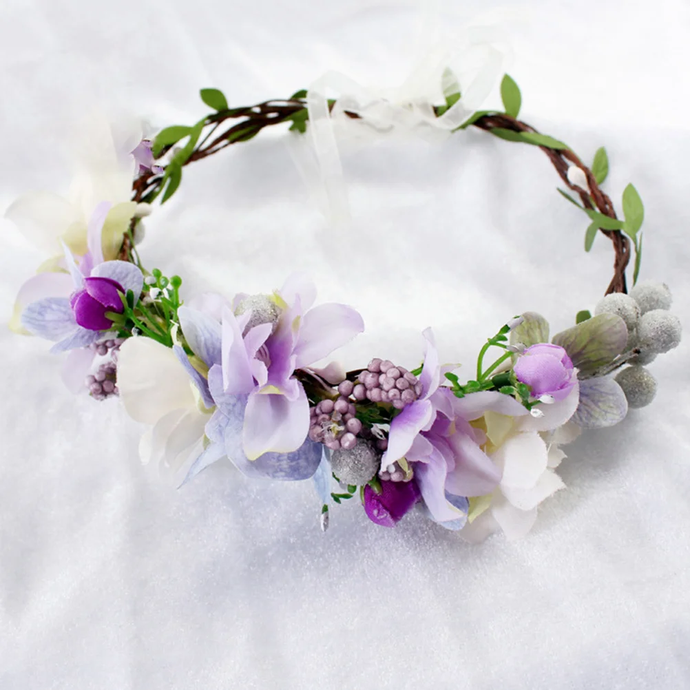 

Simulated Headb Lifelike Wreath Headwear Beach Holiday Simulated Wreath Hairb Fabric Exquisite Decorative Hoop