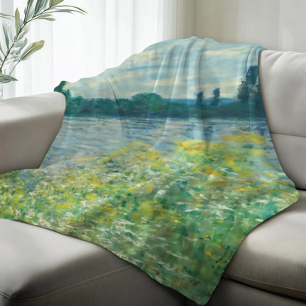 Retro Art C-Claude Monet Blanket Suitable For Sofas Beds Offices Cars Outdoor Travel An Ideal Gift For Friends Family