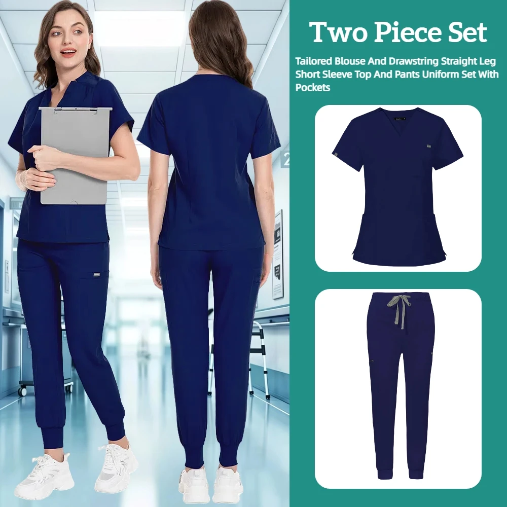 Mehrfarbige Scrubs-Uniform, kurzärmelige Oberteile + Hosen, Pflegeuniform für Damen, Pet Shop, Arzt-Peeling, medizinische Chirurgie, Arbeitskleidung, Peeling-Set