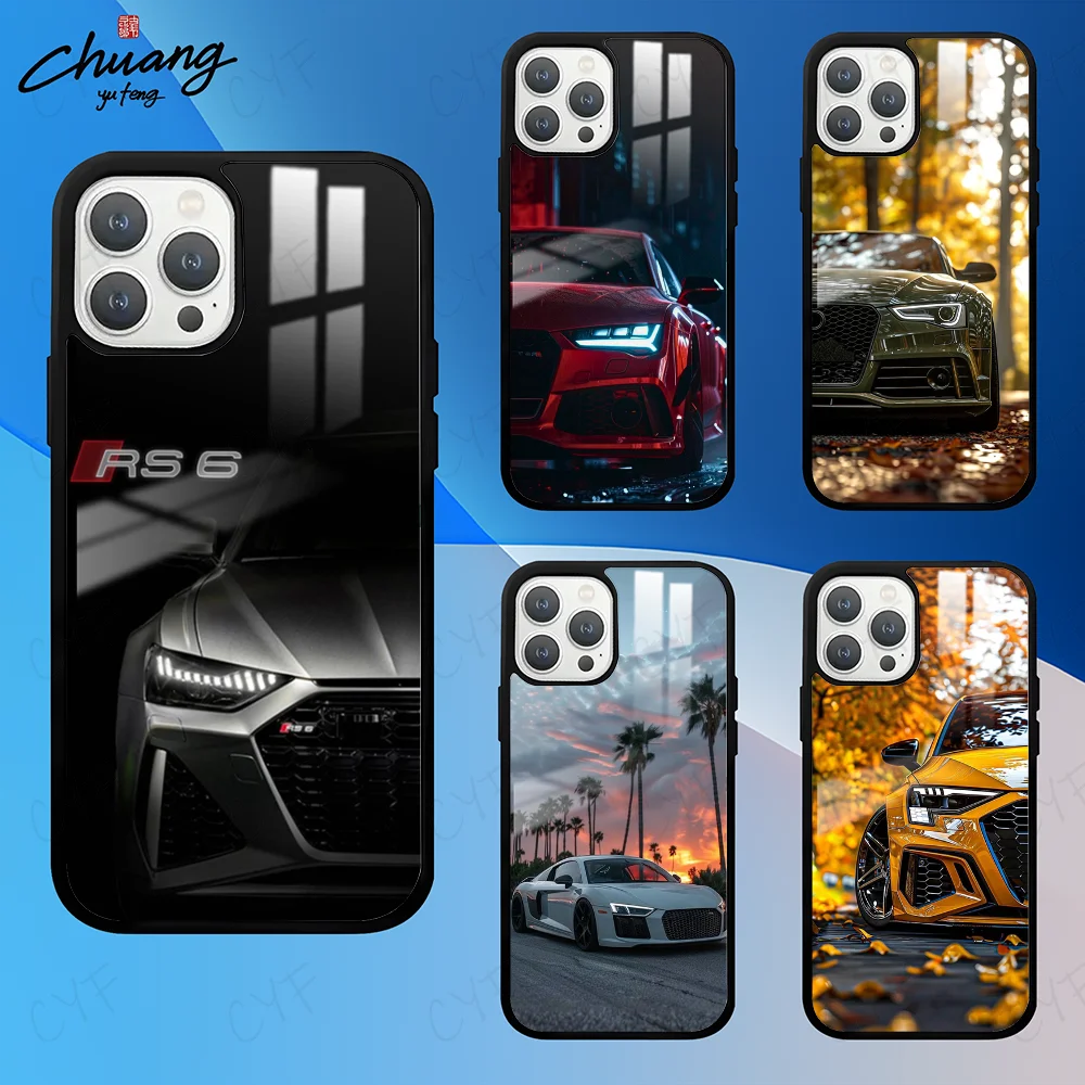 Sport Car for A-Audis R-S  Phone Case For iPhone 16 15 14 13 12 11 Pro Max Plus Mini Fashion High Quality mirror phone case