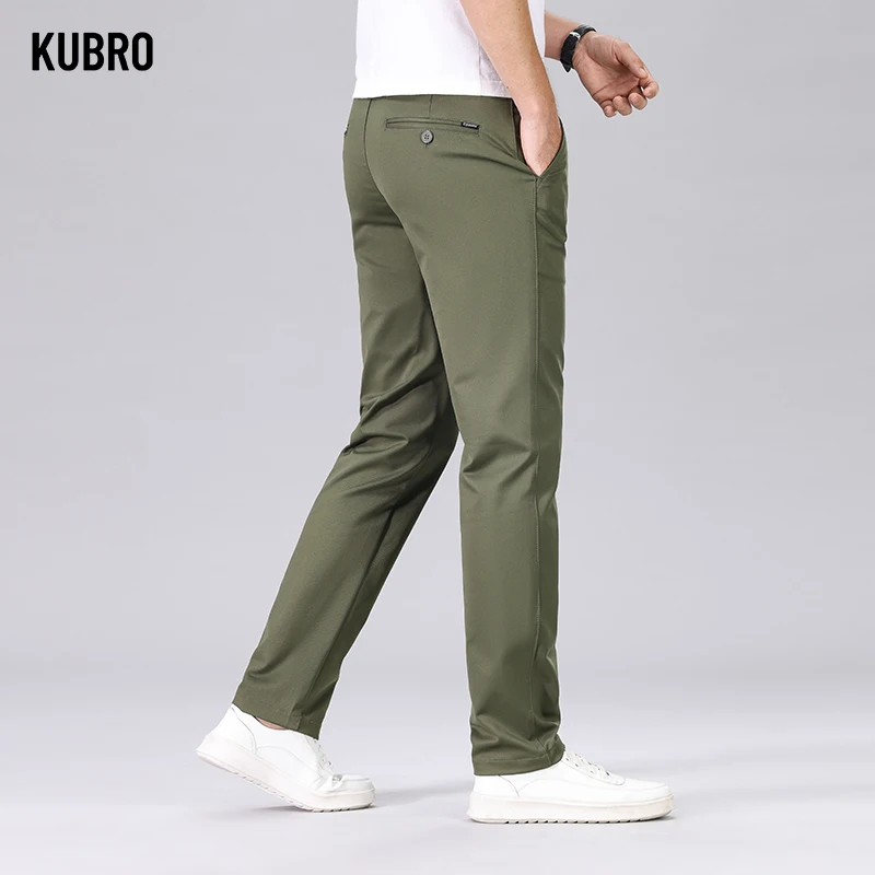 KUBRO 2024 Spring Men New Fashion Business Casual Suit Pants Male Elegant Slim Elastic Straight Office Trousers Plus Size 30-40