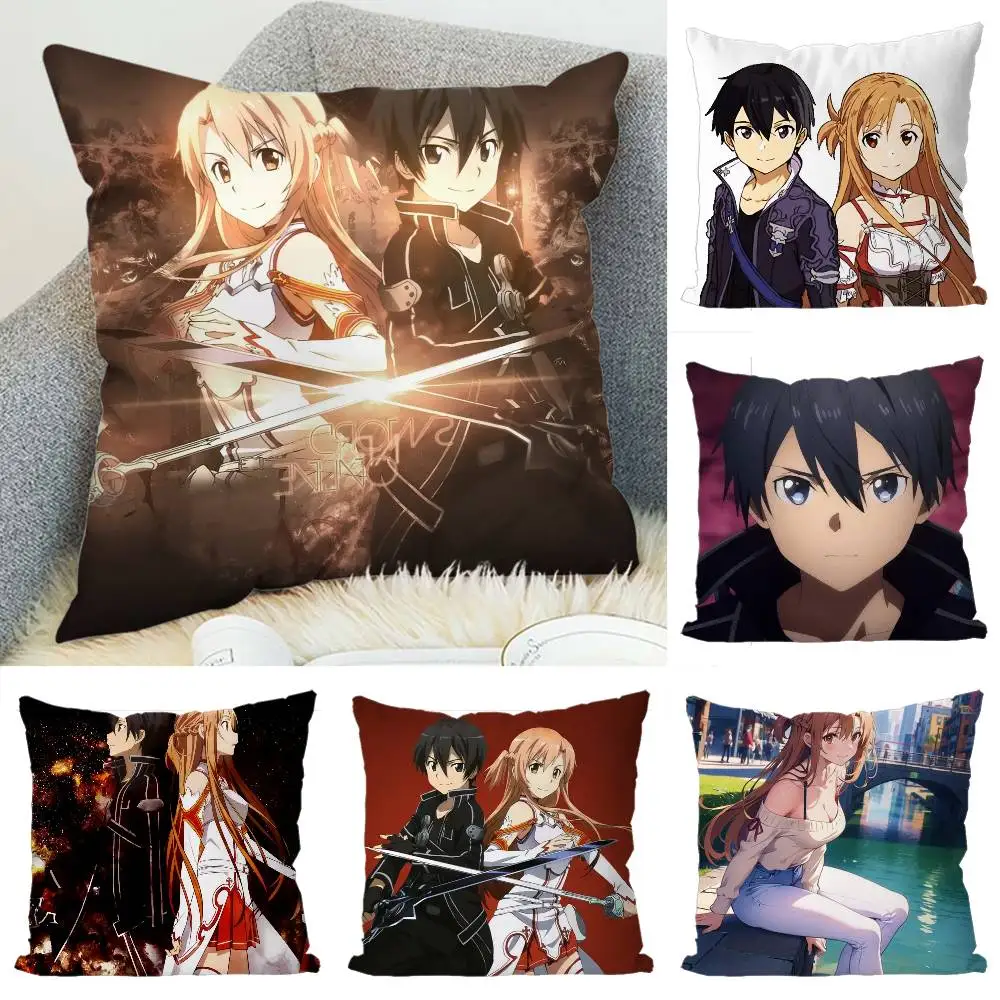 

Sword Art Online Pillow Case Luxury Double-sided For Car Pillows 45x45 Cushions Cover Home And Decoration Sofa Pillowcase 50x50