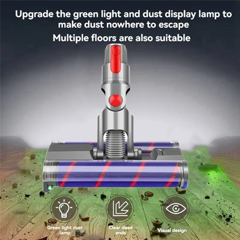 B51C Voor Dyson V7 V8 V10 V11 V15 Zachte Dual Roller Roterende Opzetborstel Vacuüm Bijlagen Met Groene LED Licht voor Harde Vloeren