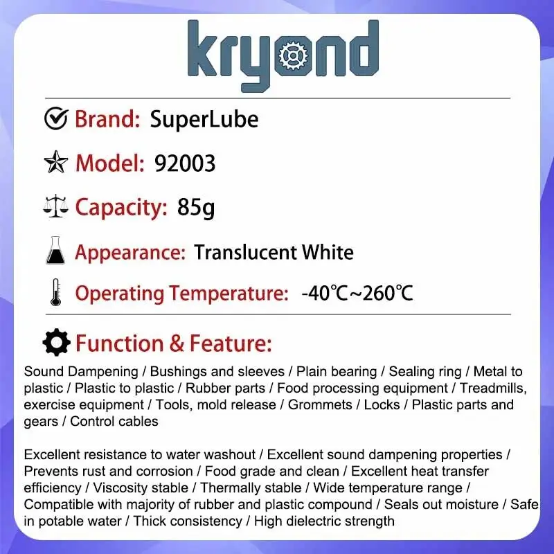 Imagem -02 - Syncolon Lubrificante de Silicone Graxa Ptfe Super Lube 92003 85g 1pc