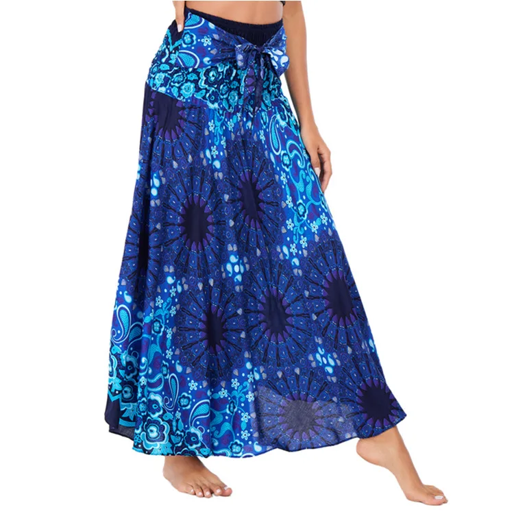 Maxi Boho Lange Röcke für Damen Bohemian Rock mit Blumenmuster Gypsy Boho Hippie Yoga Urlaub Strand – Detail 12