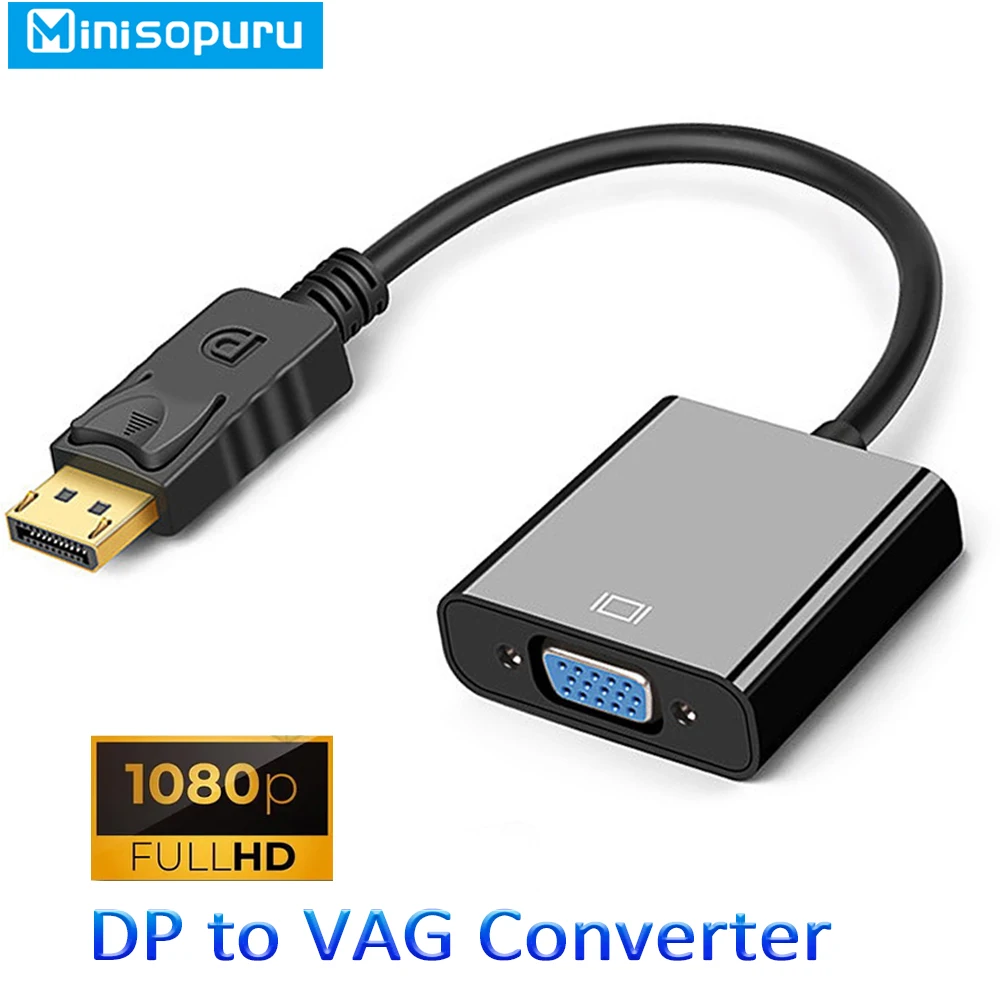 Convertisseur audio vidéo DP vers VGA, câble Displayport HD 1080P, adaptateur pour ordinateur portable vers budgétaire, moniteur TV