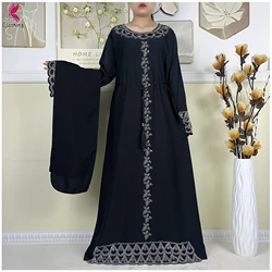 New African Clothes Women Dashiki Dress Chiffon Abaya Long Sleeves Dress Islamic Casual Clothing Women Diamond Muslim Long Dress