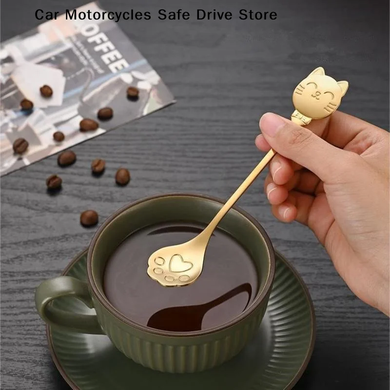 Cute Cat Paw Teaspoon 304 Stainless Steel Coffee Spoon Ice Cream Suger Stirring Spoons Kitchen Tableware Christmas Gift