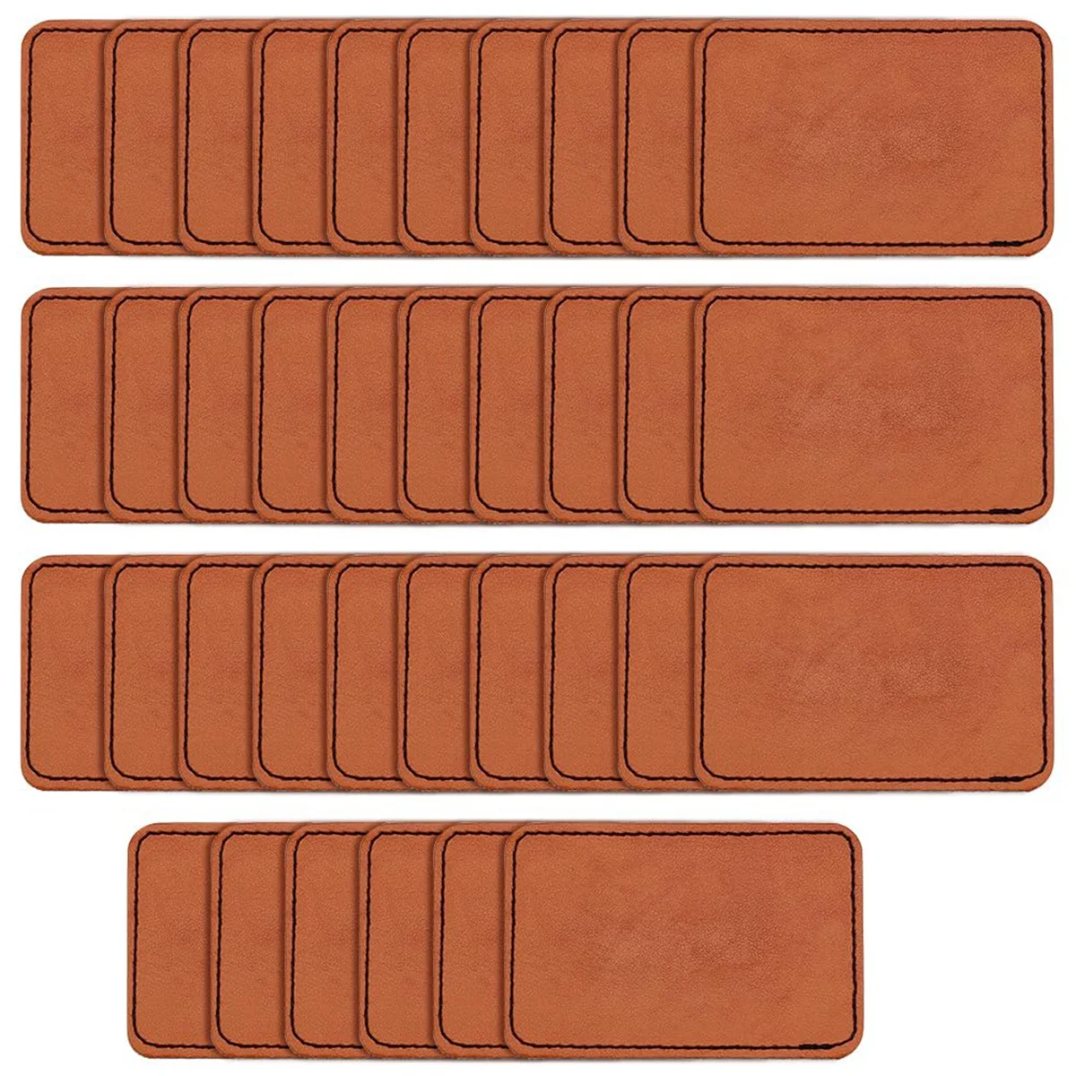 40Pcs Rectangle Blank Leather Patches 2X3Inch Brown Hat Patches for Hats Jackets Backpacks DIY Repairing Knitting Sewing