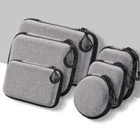 Mini Grey Digital Product Storage Bag Portable Headphone USB Data Cable Charger U Stick Storage Case Shockproof Protective Case