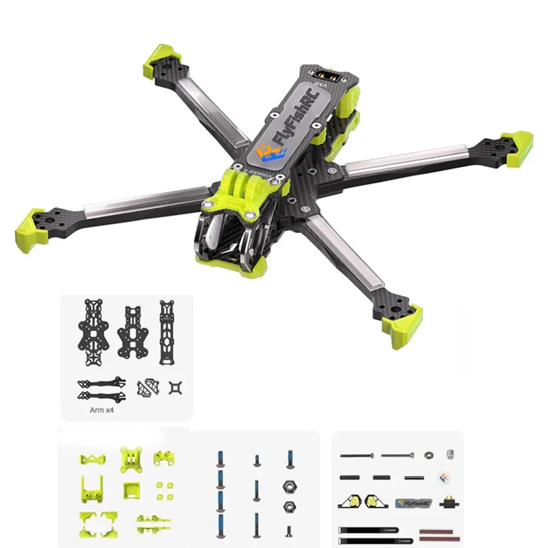 FlyFishRC Volador II VX5/VX6  5 or 6 inch Carbon Fiber T700 Frame Kit Compatible with FPV Drone DJI O4 Air Units Pro