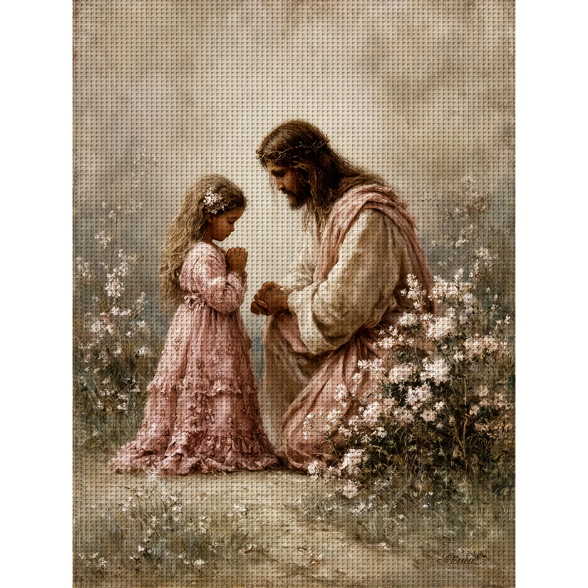 1PC36X46cm/14.17X18.11in,11CT Print Cross Stitch DIY Kit, Divine Mercy, Adult Beginner's Relaxed Cross Stitch Stitch