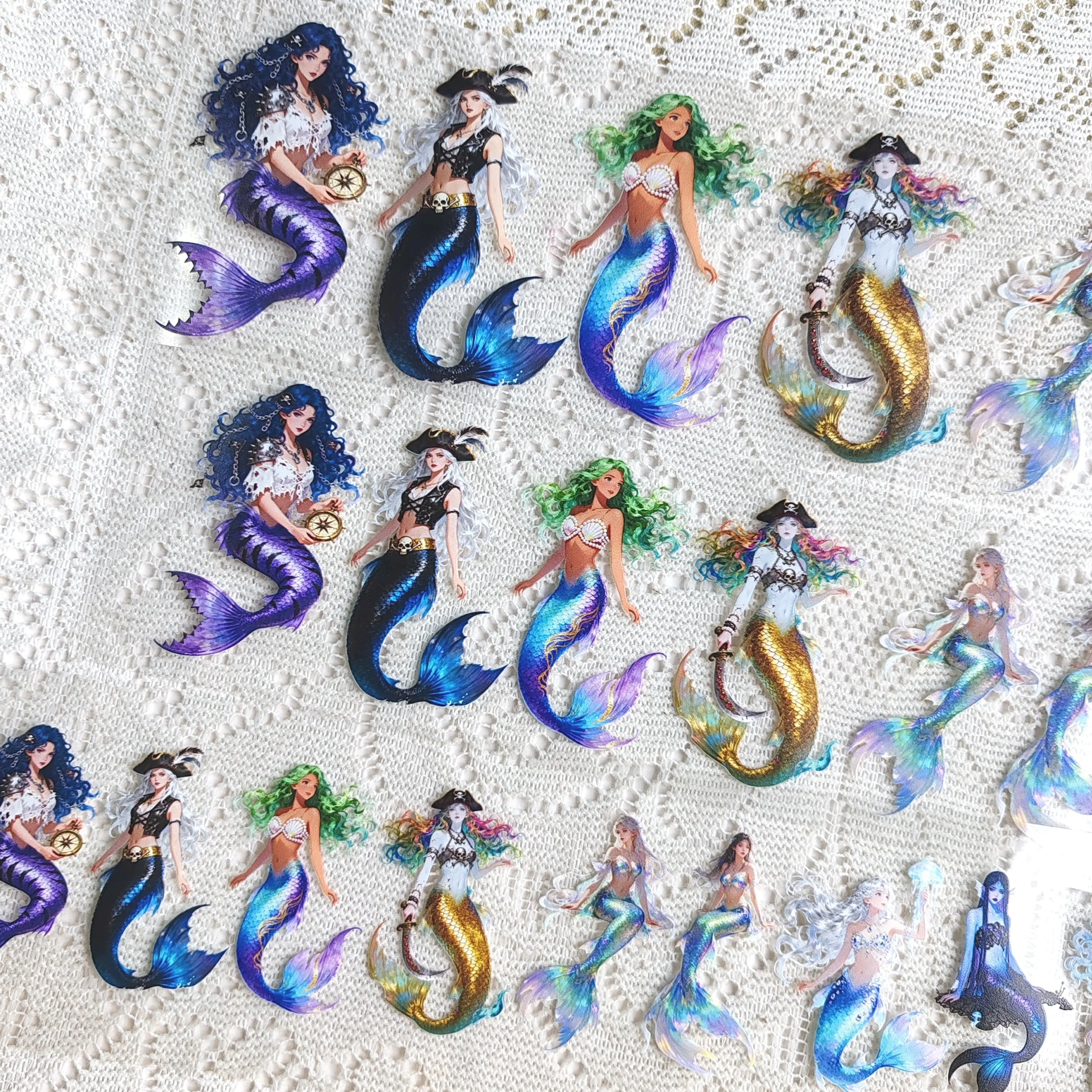 Pet Tape Journal Mermaid Collage Decoration Landscaping Character Collage Card Decoration Sticker
