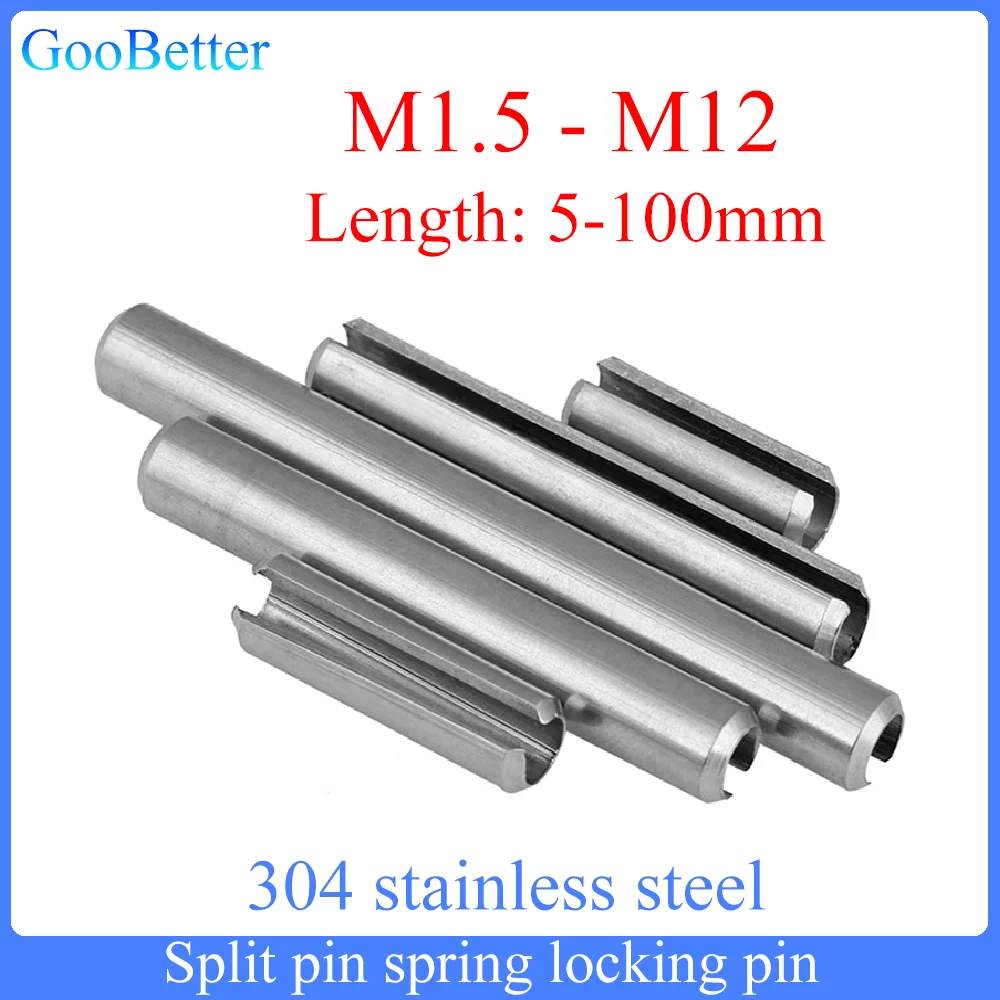 1-50Pcs M1.5 M2 M2.5 M3 M 3.5 M4 M5 M6 M8 M10 M12 Spring-Type Straight Pins Steel Spring Elastic Cylindrical Cotter Pin Dowel