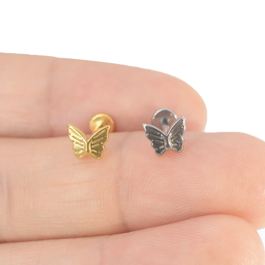 الذهب اللون G23 التيتانيوم الأذن الزنمة ثقب ، Labret التوصيل ، أقراط Daith ، الثقب اللولب ، 1 قطعة