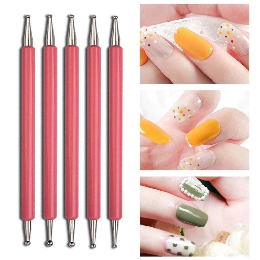 5Pcs Dual-Ended Nail Art Dotting Tools, with 10 Different Sizes for Dotting, Marbleizing & Painting Manicure Kit