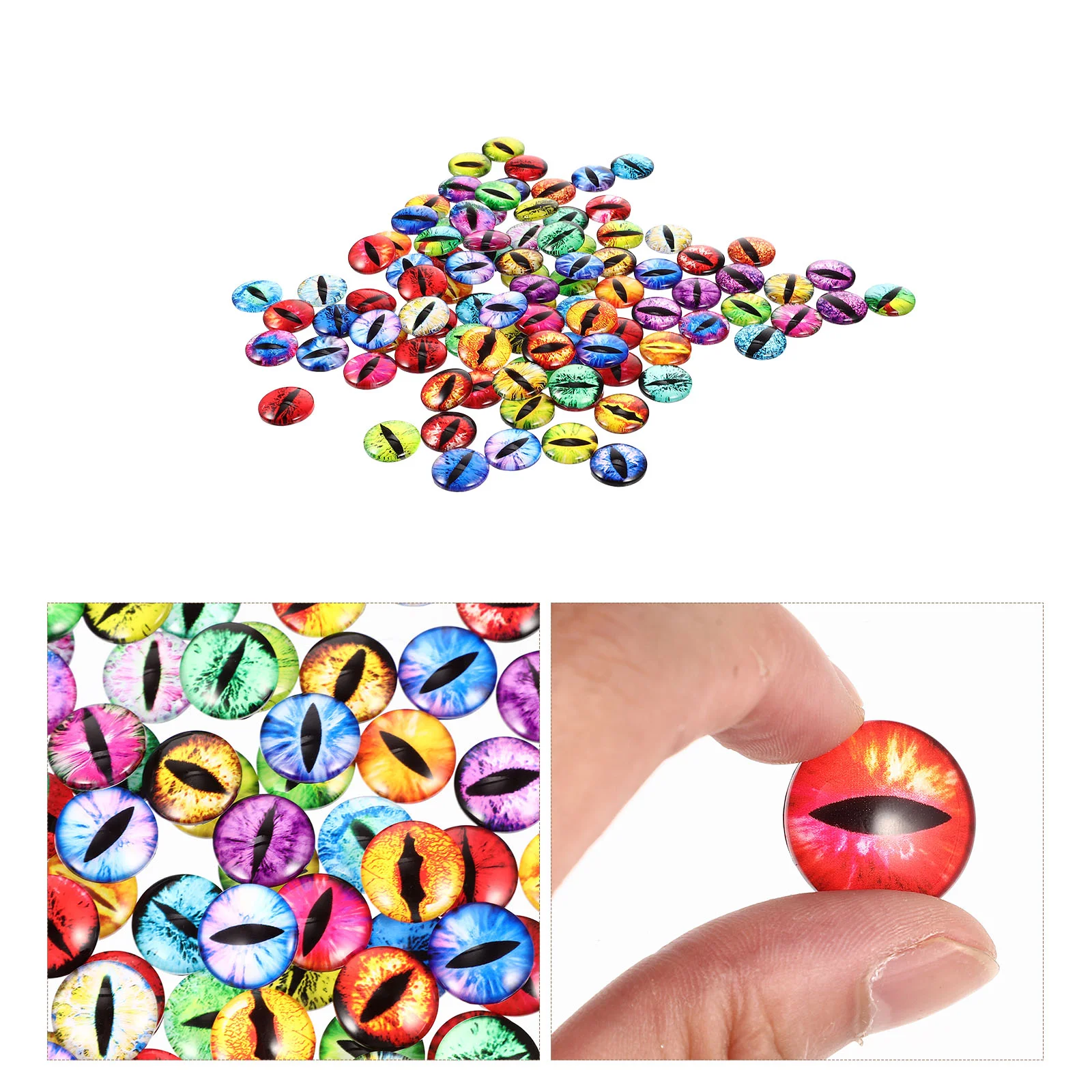 

100 Pcs Handmade Glass Eyes DIY Materials Eyeball Patches for Gemstone Jewelry Making Dolls Use Supplies Toys