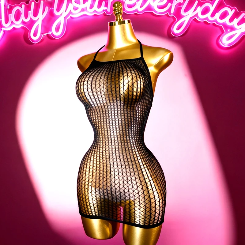 1pc lingerie sexy feminina arrastão cobrir para o dia dos namorados sem biquíni oco para fora bodycon vestido ver ds140