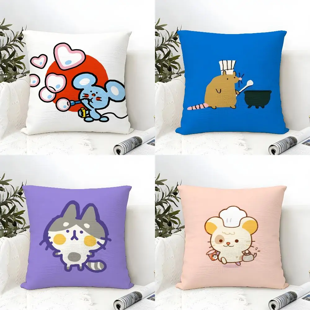 Fantasy Cartoon Colorful Animal Patterns Pillow Case Cotton Linen Fabric Square Zipper Pillowcase Home Decorative Living Room