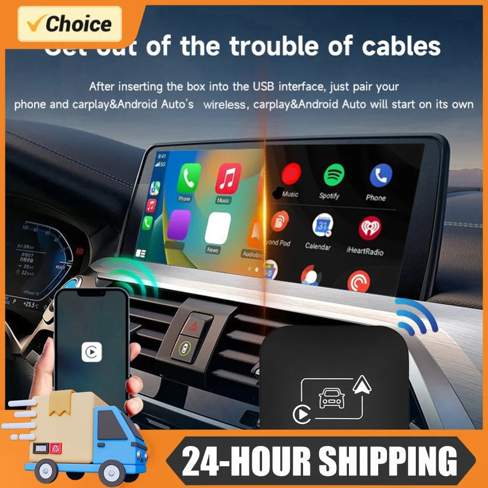 Wireless Carplay Dongle Plug and Play Wireless CarPlay Android Auto Mini Box BT WiFi Auto Connect for Wired CarPlay Android Cars