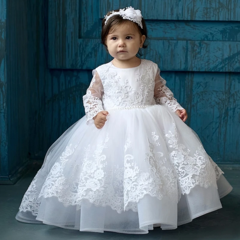 knee length dresses for ladies Lace Flower Girl Dress, Heirloom Vintage Boho Wedding Unique Southern main image 0