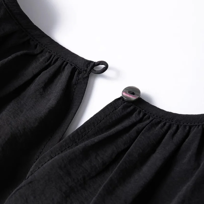 Birdtree zomer 76% moerbeizijde 24% nylon jurk, dames droge zijde O-hals mouwloze contrasterende kleur lange rok, 2025 nieuwe D56208JF